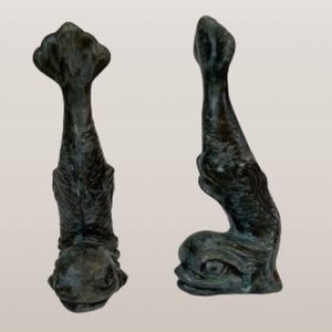 Vintage Asian Koi goldfish ceramic figurines